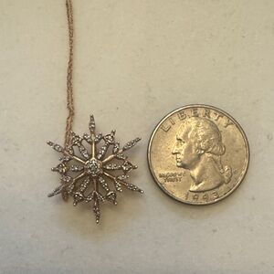 Elegant Rose Gold 10k Diamond Snowflake Pendant Necklace